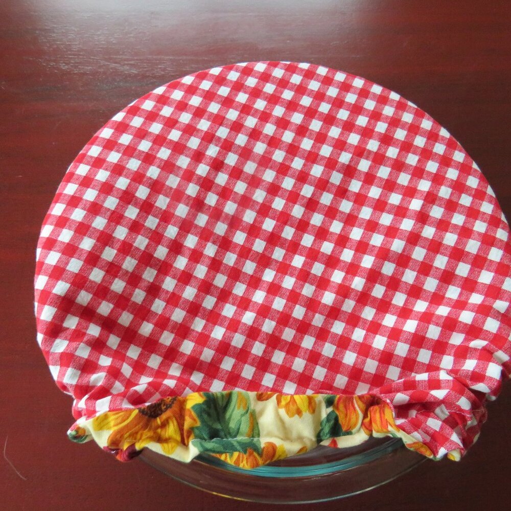 Kitchenaid Bowl Cover Reversible Sunflowers and Red Gingham Mixer Bowl Cover - Picture 5 of 7